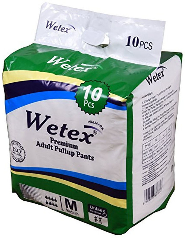 Wetex PANT STYLE DIAPER PANT, SIZE MEDIUM, (10 Pcs. PACK), FOR WAIST SIZE 25