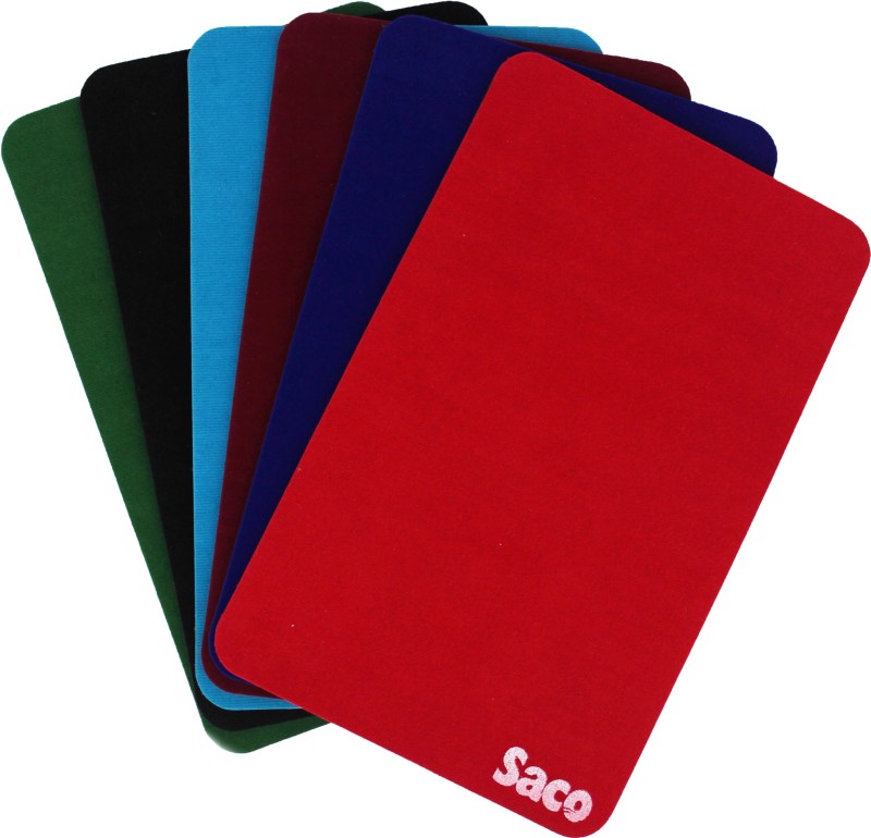 Saco Non-Skid Velvet Fabric with Smooth Surface gaming mini mouse pad Combo 6 colors Mousepad(Green, Black, Skyblue, Maroon, Dark Blue, Red)
