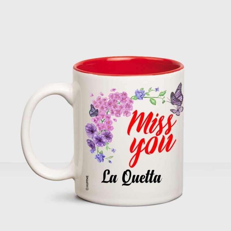 Huppme I Miss You La Quetta Inner red mug Ceramic Mug(350 ml)