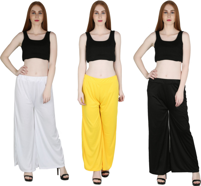 MARAMI Regular Fit Women White, Black, Yellow Trousers