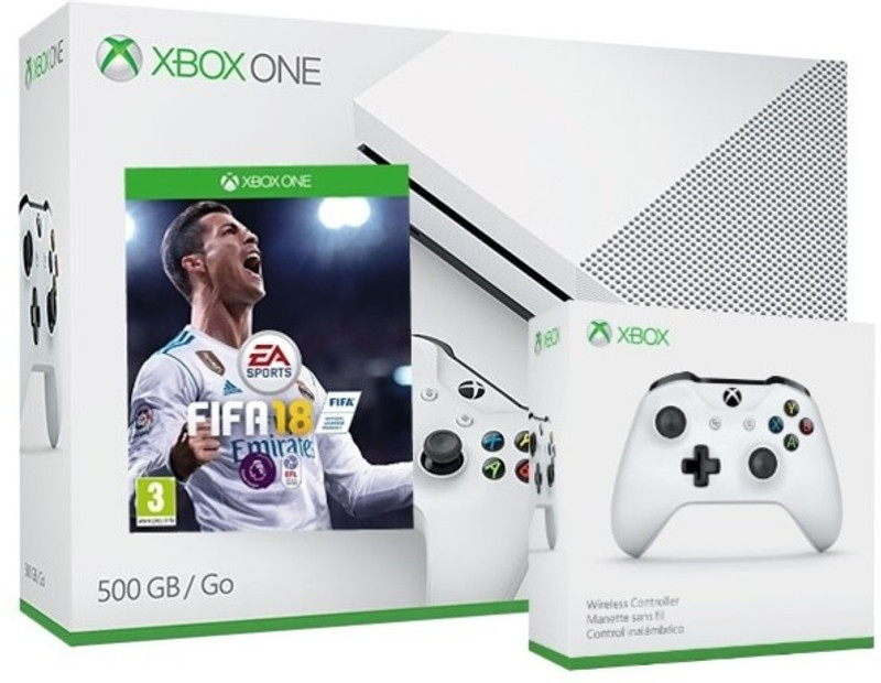Microsoft Xbox S Console with Extra Controller 500GB GB with Fifa 18(White)
