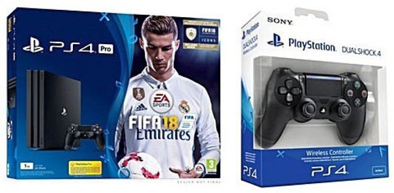 Sony Ps4 Pro with Extra Controller One TB with Fifa 18(Black)