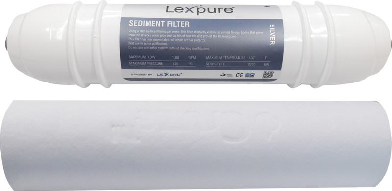 lexcru Pokar Ro Lexpure Silver Sediment Filter + PP Spun Pre filter 10"+ 2 pcs connactor ( elbow) Suitable For all Brand RO Water Purifier Solid Filter Cartridge(5, Pack of 4)