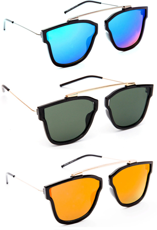 TheWhoop Aviator Sunglasses(Green, Orange)