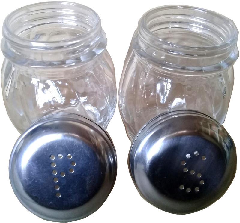 sellersindiya TOUGHEND GLASS PEPPER SALT SMALL JARS FOR YOUR DINNING TABLE SET OF 2 PIECES  - 300 ml Glass Pickle Container & Salt Pepper Container(Pack of 2, Clear)