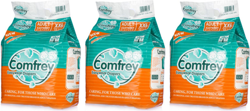 Comfrey PANT STYLE EASY WEAR ADULT DIAPER PANTS, ( 10 Pcs. PACK ), SET OF 3 PACKS FOR WAIST SIZE 41