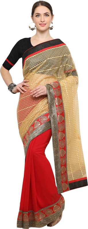 sarngin boutique Embellished Bhagalpuri Matka Silk Saree(Red)