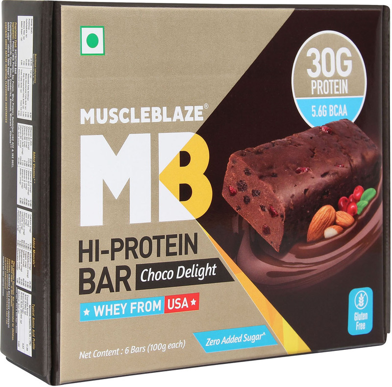 MuscleBlaze Hi Protein Bar with 30g Protein & Zero Added Sugar Protein Bars(100 g, Choco Delight)