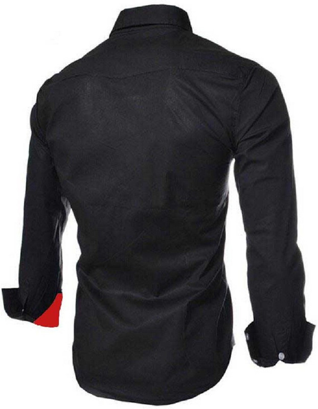 pearl ocean Men Solid Casual Black Shirt