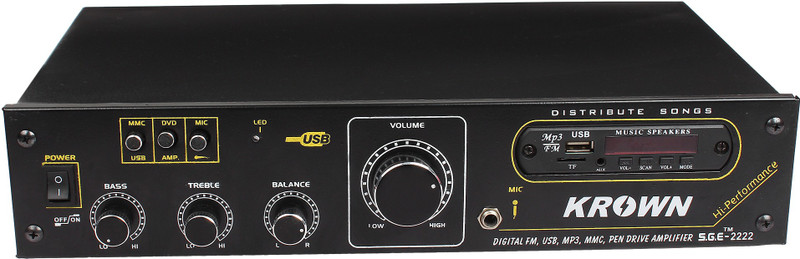 KE KROWN KHT-2222 - 4CH Mixer Amplifier with microphone input, FM & USB Player 100 W AV Power Amplifier(Black)