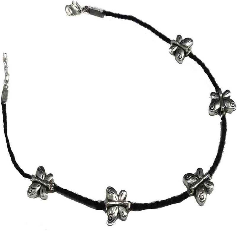 gurjari Buterfly Black Thread Anklet Cotton Dori Anklet Cotton Dori Anklet