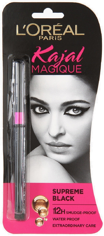 LOreal Paris Kajal Magique Supreme Black - New Pack - 12 H Smudge-proof .35 ml(Supreme Black)