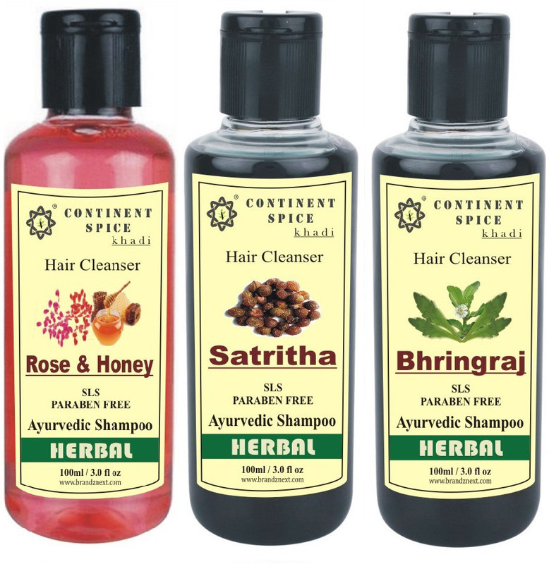 Continent Spice Khadi Flavour Shampoo Collection SLS & Paraben Free (100 ml-Pack of 3)-CS682005(100 ml)