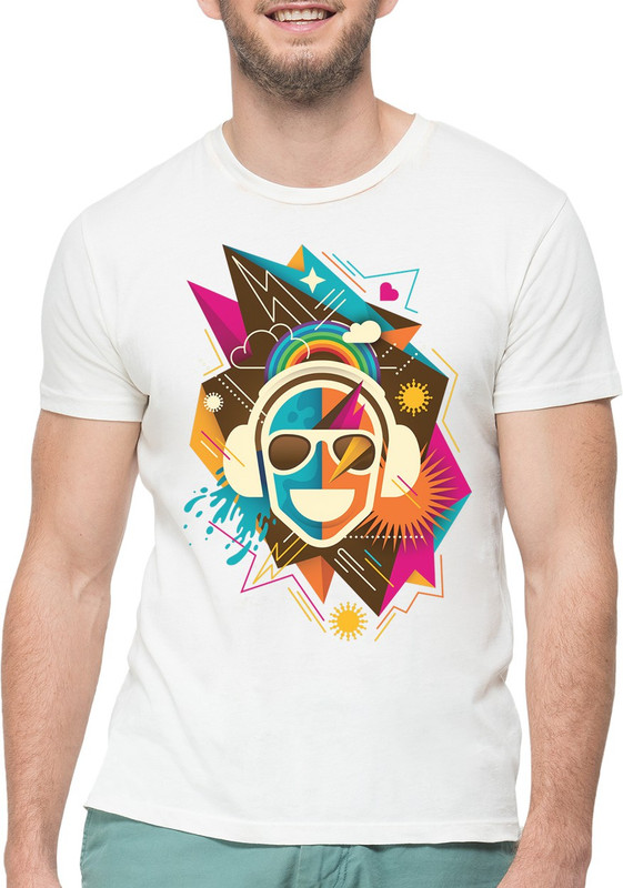 speedymonk Graphic Print Men Round or Crew White T-Shirt