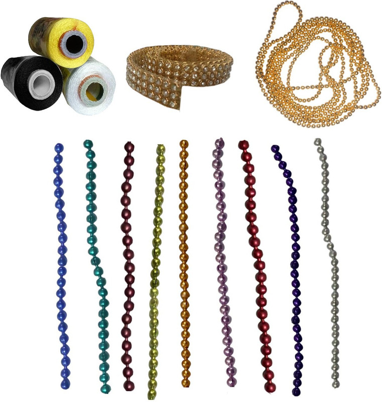 craftkit Black, white and lemon yellow silk thread and different strips for jewellery making accessories