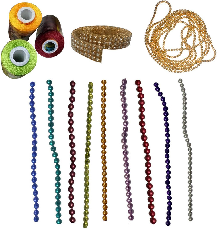 craftkit Parrot green, yellow and maroon silk thread and different strips for jewellery making accessories