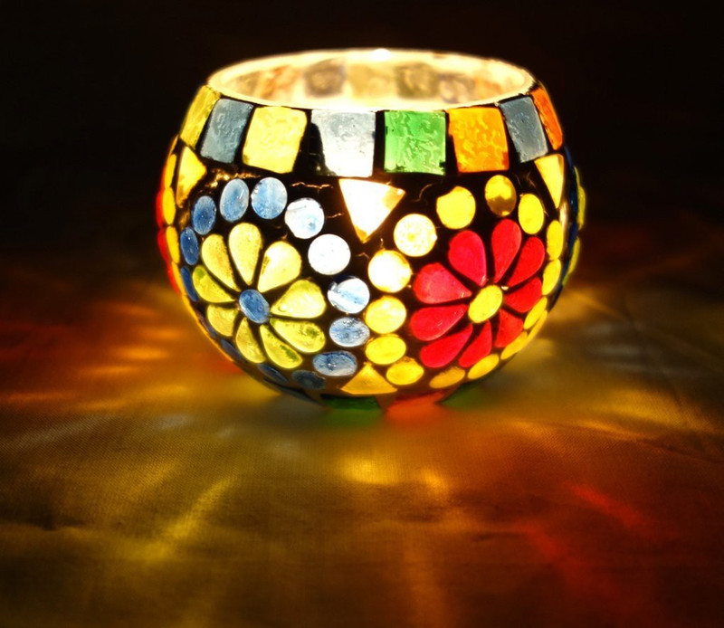 crafts world tealight candle stand Glass 1 - Cup Tealight Holder(Multicolor, Pack of 1)