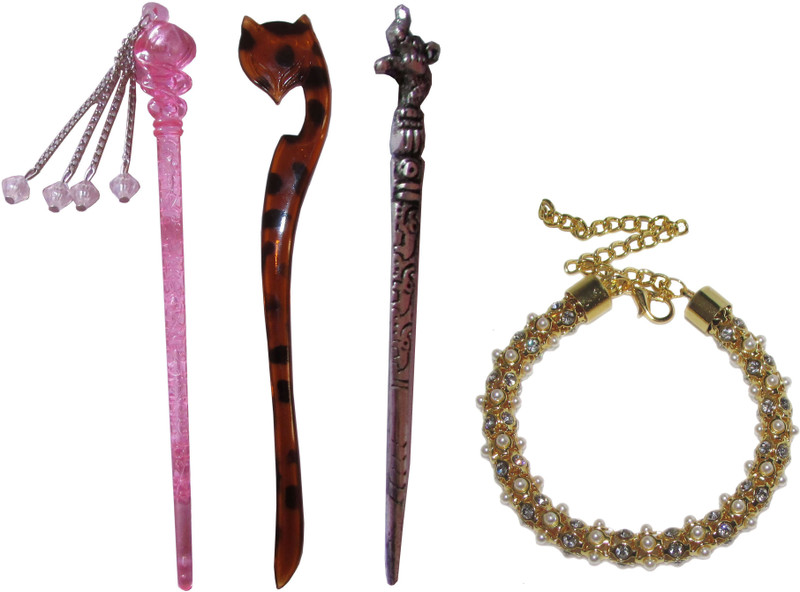 chiku combo of juda sticks with Bracelet Bun Stick(Multicolor)
