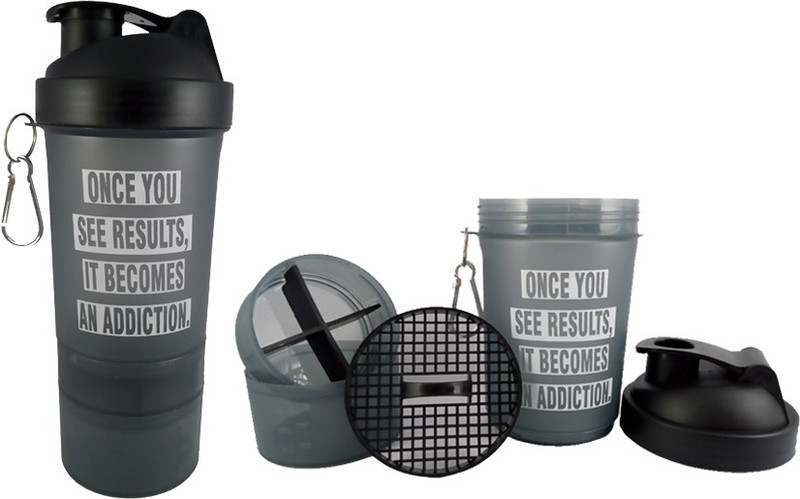 Hyper Adam AN-31 Trendy Shaker With Tablet And protein Compartment 600 ml Plastic Shaker(Pack of 1, Black)