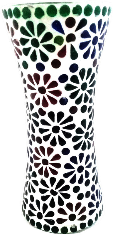 sellersindiya exclusive glass clay paisted with full tickly work flower vase 8 inches Ceramic Vase(6 inch, White)