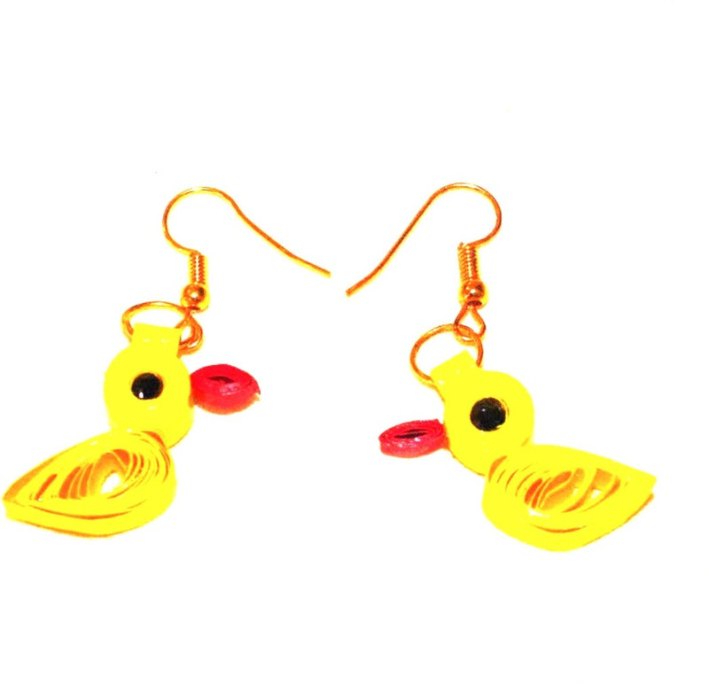 vidyawati enterprise Designer Bird Earrings yellow Paper Drops & Danglers