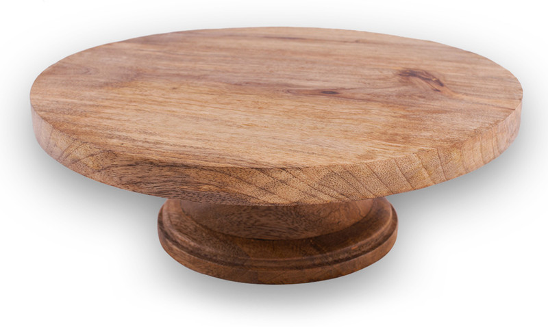 Homesake 12 Inch Round Wooden Cake and Dessert Pedestal Display Stand, Natural finish Wooden Cake Server(Beige)