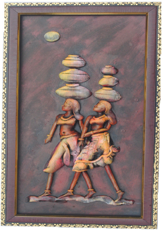 qexclusive ladies with mud pot Decorative Showpiece  -  45.5 cm(Aluminium, Multicolor)
