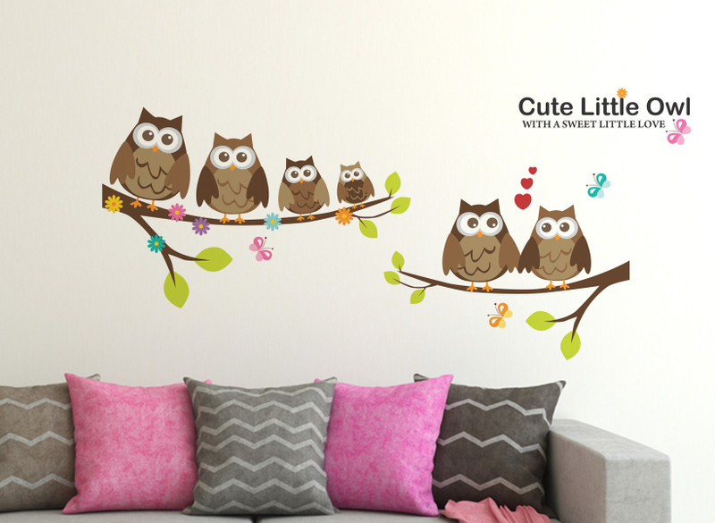 doodad Extra Large Adorable Owl Clan' wallsticker (Matt Vinyl)  Sticker(Pack of 1)