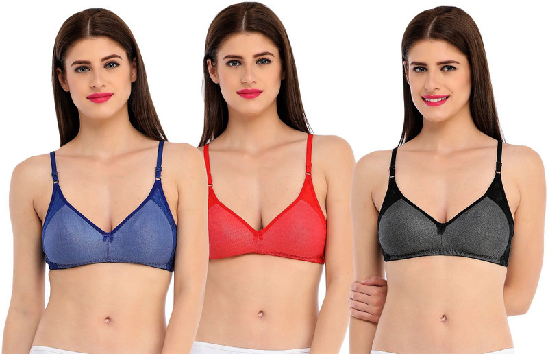 love2flaunt Non Padded Full Coverage Women Full Coverage Non Padded Bra(Red, Blue, Black)