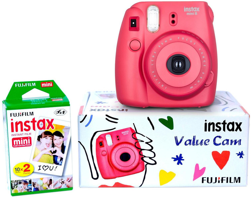 Fujifilm Instax Camera Instax Mini 8 Value Cam (Raspberry) Instant Camera(Red)