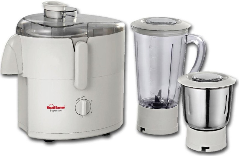 Sunflame Supereme 2 jars Supereme 500 W Juicer Mixer Grinder(White, 2 Jars)