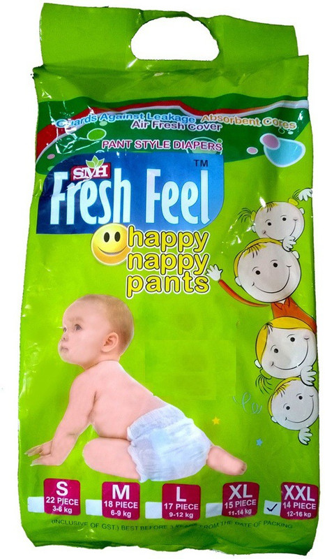 Fresh Feel XXL Pant Diaper(Mega Pack-(84/112/140/168))pieces - XXL(112 Pieces)
