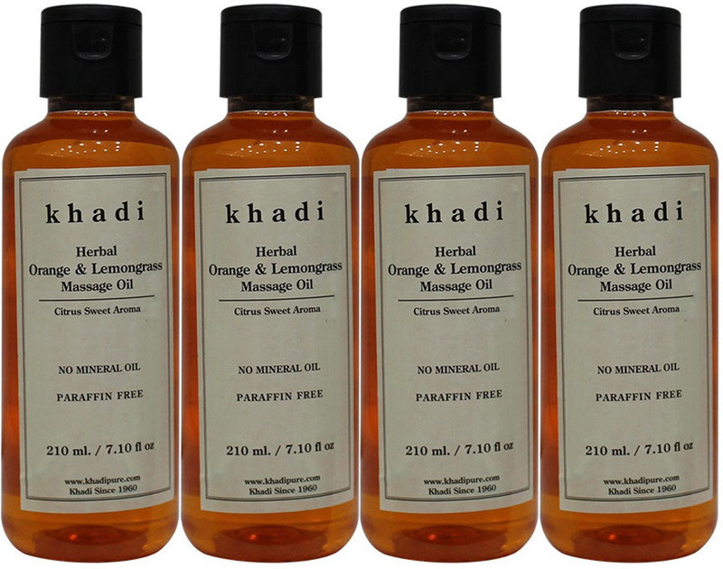 Khadi Herbal Orange & Lemongrass Massage Oil Paraffin-Mineral Oil Free(840 ml)