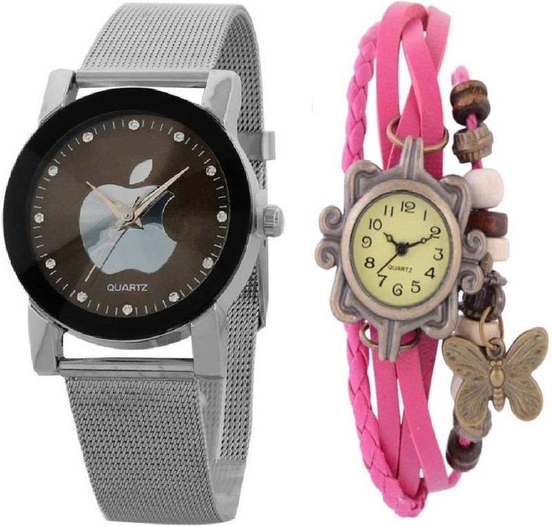 rkinso COMBO W703Des-Culture dgcVINTAGE-D.Pink Vintage butterfly Watch - For Girls Analog Watch  - For Women