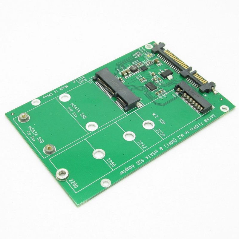 Buyyart New 2-in-1 Thunder Board M.2 (NGFF) or mSATA SSD to SATA III Adapter Board 3 inch SSD to SATA III Adapter Board(For SSD Harddrive, Green)