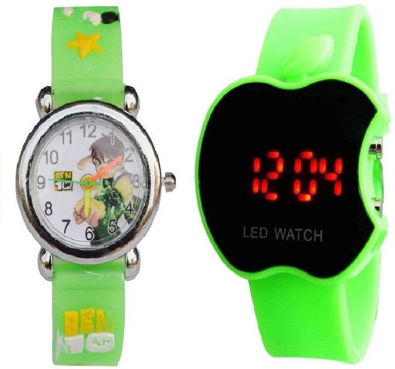 rkinso TOREK TO-06 BARBI COMBO Green OF 2 APPLE SHAPE LED WATCH FOR BOYS,GIRLS,MEN,WOMEN Watch - For Women Analog-Digital Watch  - For Boys & Girls