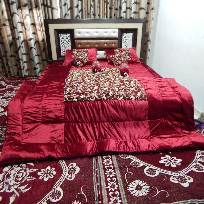 Royal Velvet Bed Cover With Kashmiri Tilla Embroidery atelieryuwa