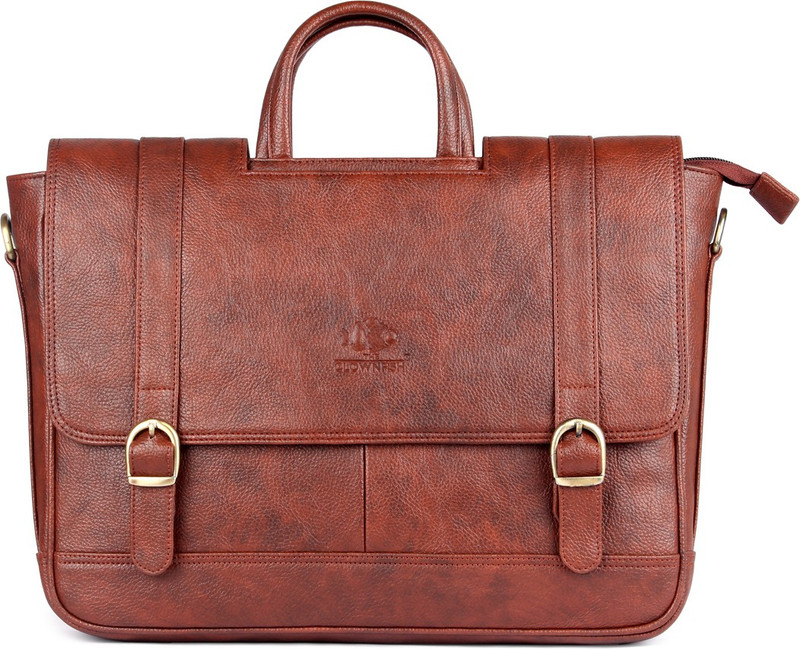 The Clownfish Urban series Medium Briefcase - For Men & Women(Cinnamon)