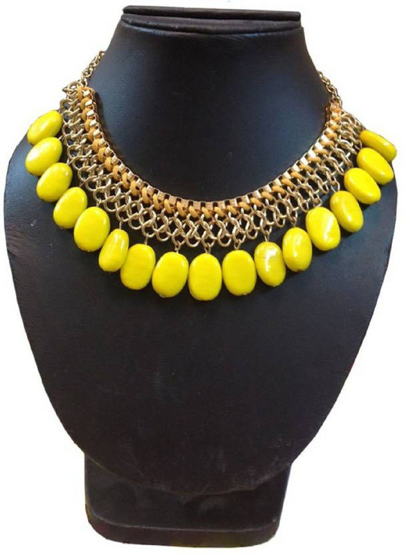 renaissance traders re117-yellow gem Beads Gold-plated, Copper, Brass Plated Metal, Stone Necklace