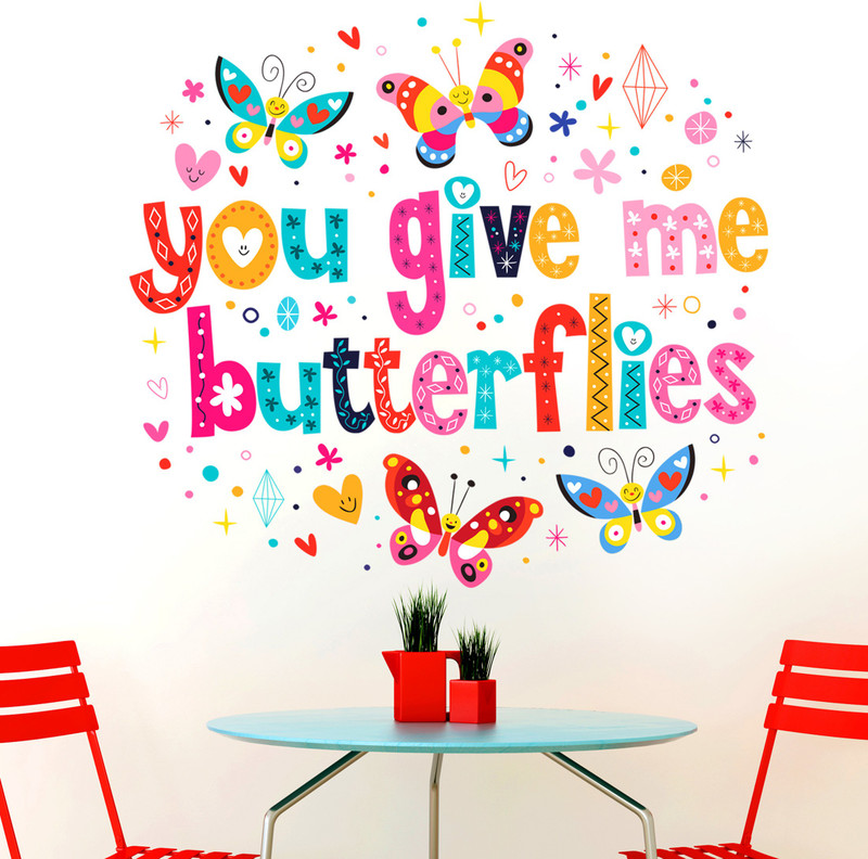 doodad Extra Large You Give Me Butterflies wallsticker (Matt Vinyl)  Sticker(Pack of 1)