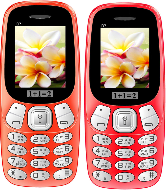 1+1=2 D7 Combo Of Two Mobile(Red, Orange)