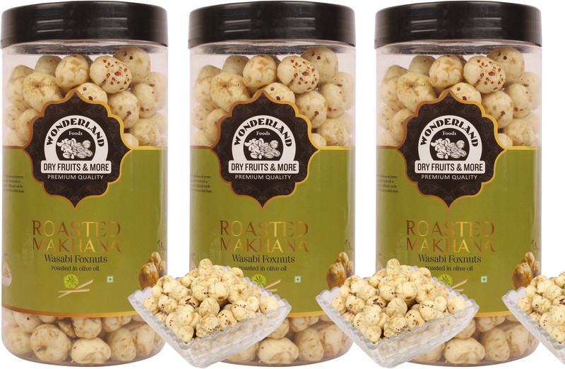 Wonderland Makhana Premium Wasabi Foxnuts (Pack of 3-100g Each) Assorted Nuts(3 x 100 g)