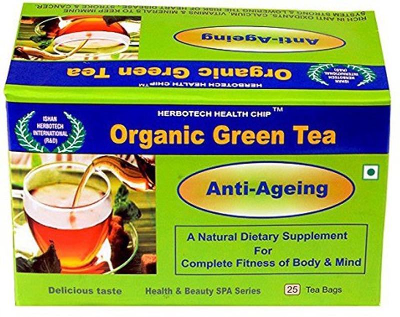 Herbotech Healthchip Organic Green Tea (Anti-Ageing) Mint Green Tea Bags Box(50 g)