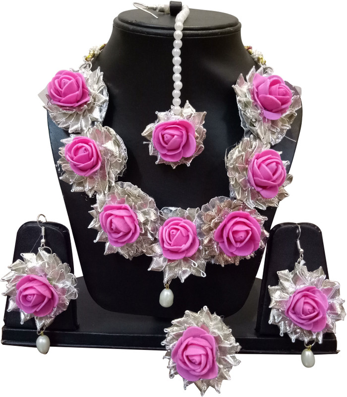 bharat sales Cotton Dori Jewel Set(Pink, Silver)