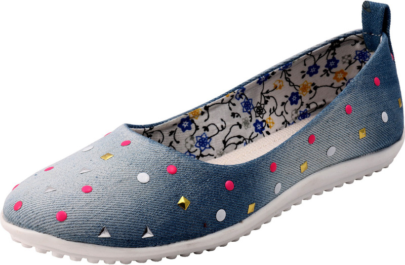 tryfeet Light Blue Star Studded Casuals Bellies For Women(Multicolor)