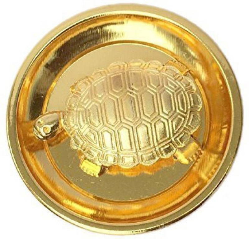 purkush Vastu Tortoise in Brass with Plate for Health and Wealth Decorative Showpiece  -  2 cm(Brass, Gold)