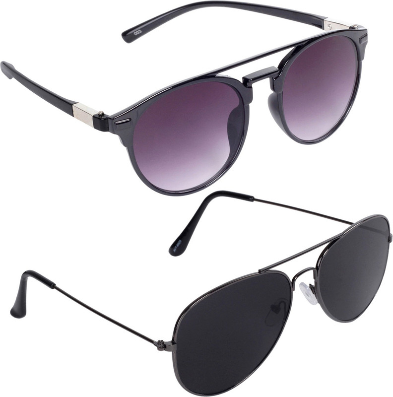 Reyda Aviator, Wayfarer Sunglasses(Black, Violet)