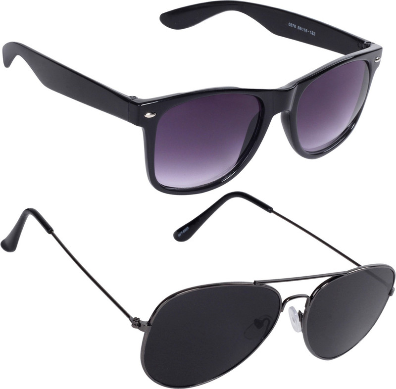 Reyda Wayfarer, Aviator Sunglasses(Violet, Black)