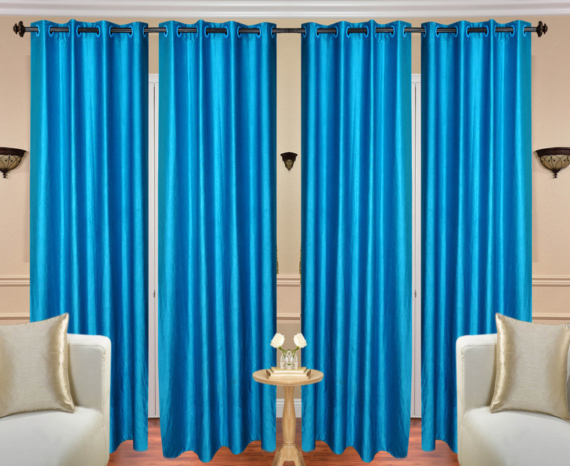 Handloom Hut 213 cm (7 ft) Polyester Door Curtain (Pack Of 4)(Solid, Plain Crush Aqua Door) RS.1999 (64.00% Off) - Flipkart