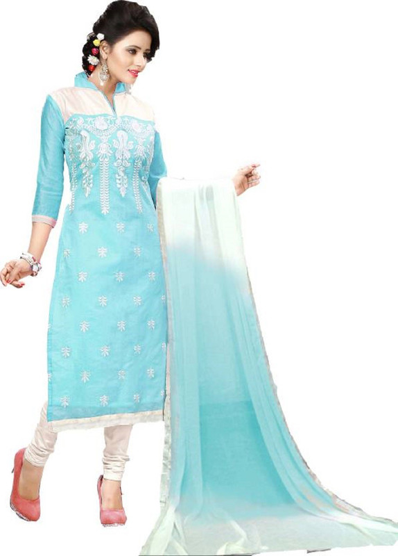 ross and rack Cotton Blend Embroidered Salwar Suit Material(Unstitched)
